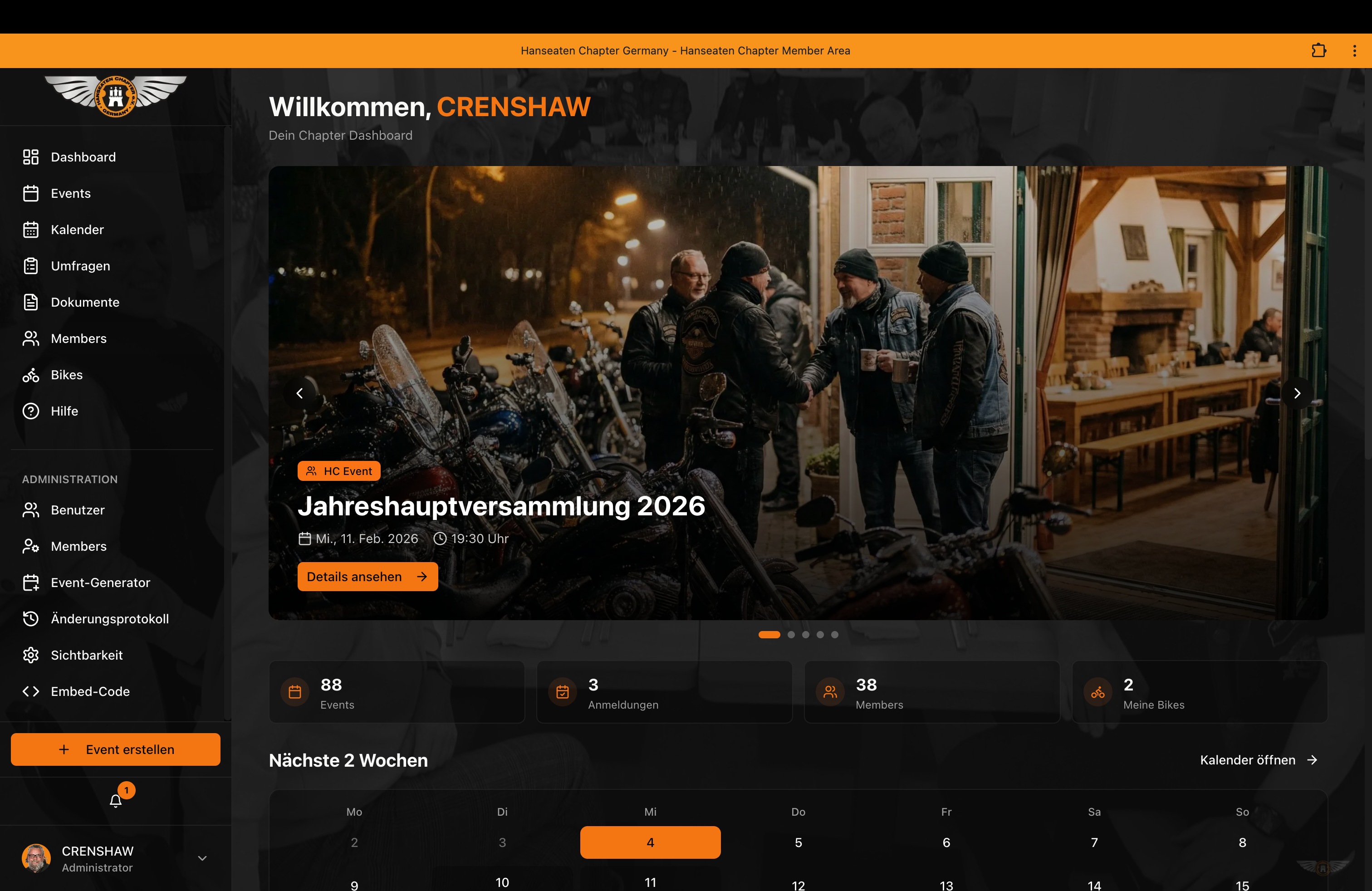 Mitglieder-Portal Screenshot
